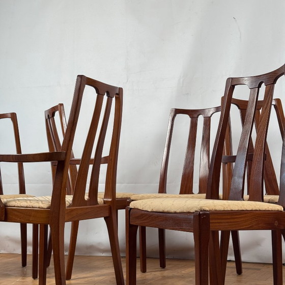 Image 1 of Set di 6 sedie da pranzo vintage in teak Nathan, anni '70 - British Mid-Century Modern