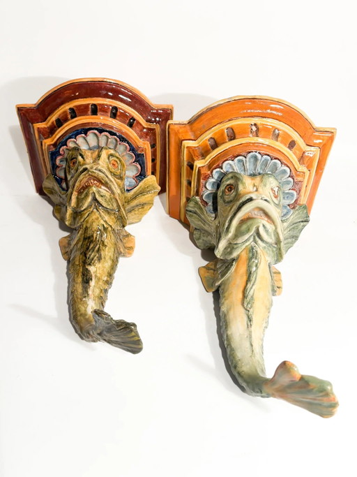 Pair of 19th Century Central Italian Ceramic Fish-shaped Brackets – decoratieve objecten (photo 2 of 10)