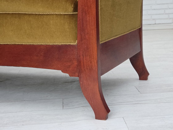 Image 1 of Sofá danés de dos plazas de los años 50 en estilo Biedermeier, tapizado en terciopelo.