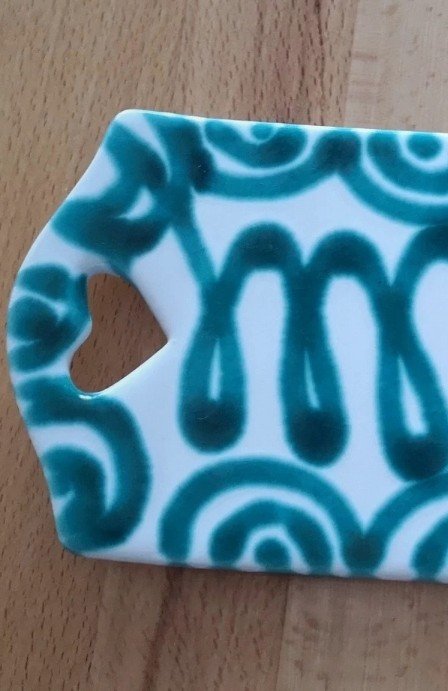 Image 1 of Gmundner Keramik Frühstücksbrett Grün Geflammt