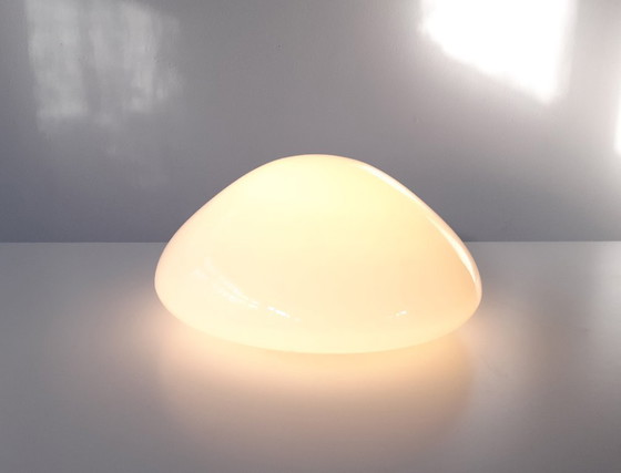 Image 1 of Wilhelm Wagenfeld ceiling lamp, 1 of 3 impressive round glass ceiling lamps by Lindner, Bauhaus lamp; STILL 3 AVAILABLE