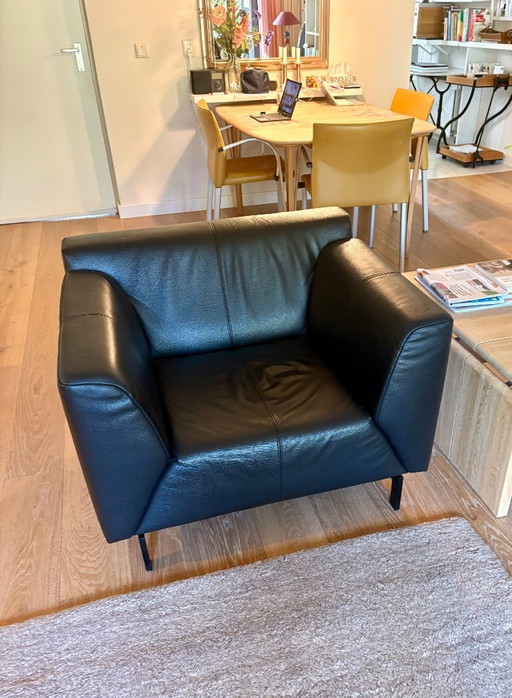 Fauteuil Rolf Benz Linea. Cuir noir – Leather, Metal (photo 2 of 5)