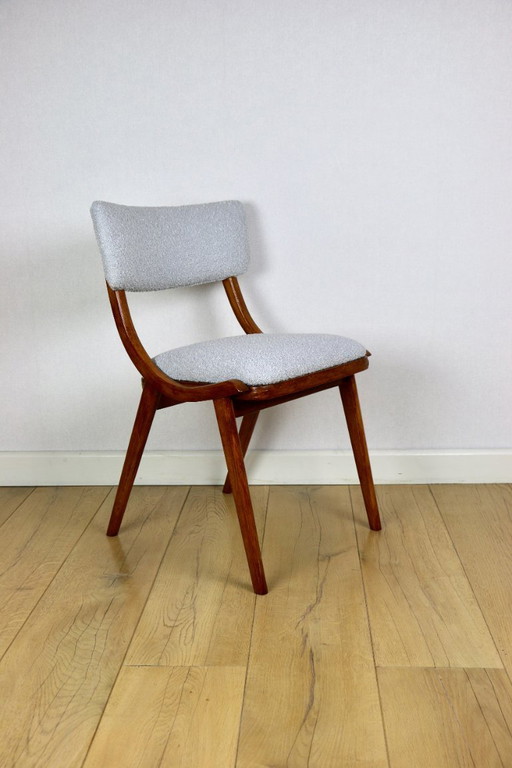 Silla Skoczek azul claro y gris claro de bouclé de los años 70