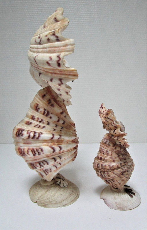 two vintage sculptural shell owls