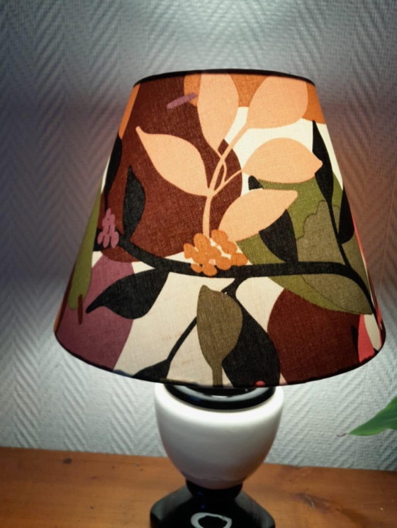 Image 1 of Vintage ceramic lamp and fruit-themed lampshade