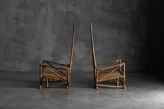 Image 1 of Sculpturale bamboe lounge stoelen, Italië, 1960