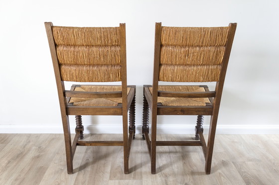 Image 1 of Set of 2 Charles Dudouyt-Style Mid - Century Brutalist Chairs - France, 1950s