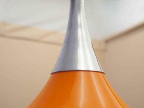 Deense hanglamp uit de jaren 60 met oranje metalen kap in Scandinavische moderne stijl. – Kroonluchters (photo 8 of 12)