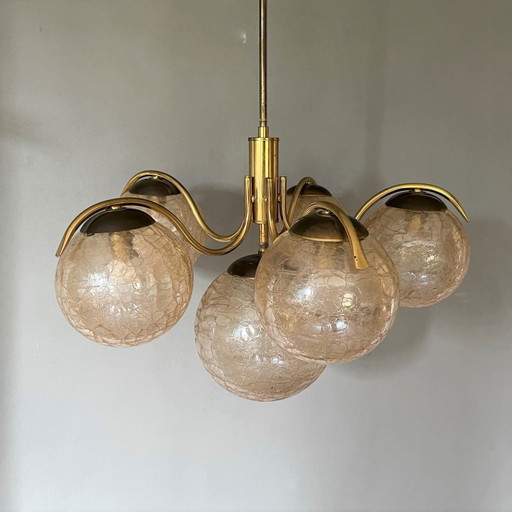 R. Essig Sputnik Kronleuchter Messing Glaskugeln