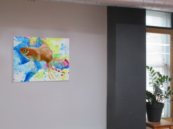 Image 1 of Peinture d'un poisson rouge - Continue à nager