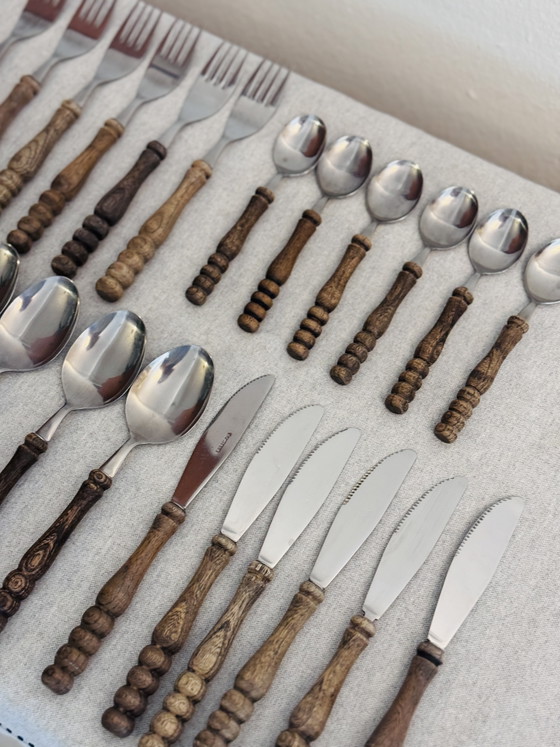 Vintage Wooden Handle Cutlery 70s – Cutlery Sets, rvs (photo 2 of 5)