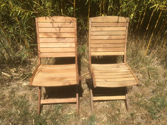 Image 1 of Paar vintage opvouwbare tuinstoelen