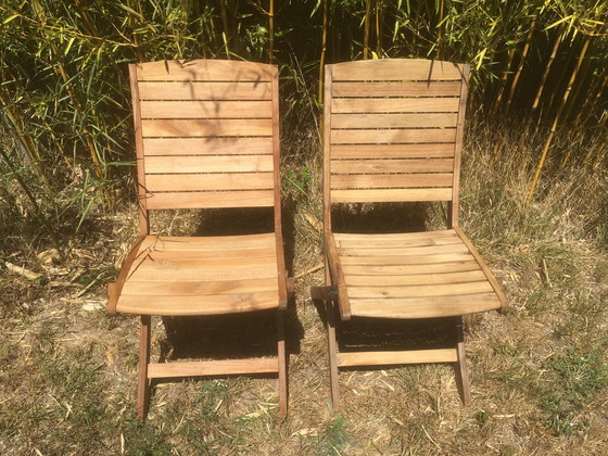 Image 1 of Pair of vintage folding garden chairs