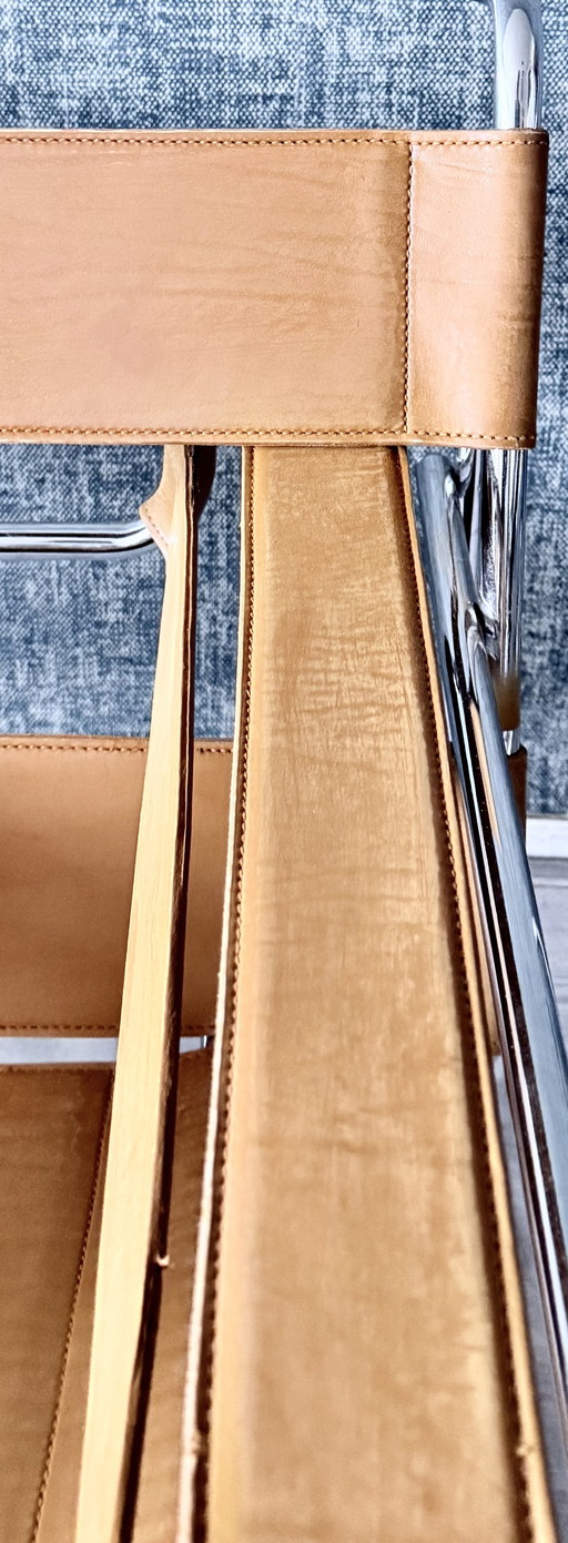 Fasem Wassily / B3 fauteuil – Cognacbruin leer – jaren 80 – Chroom