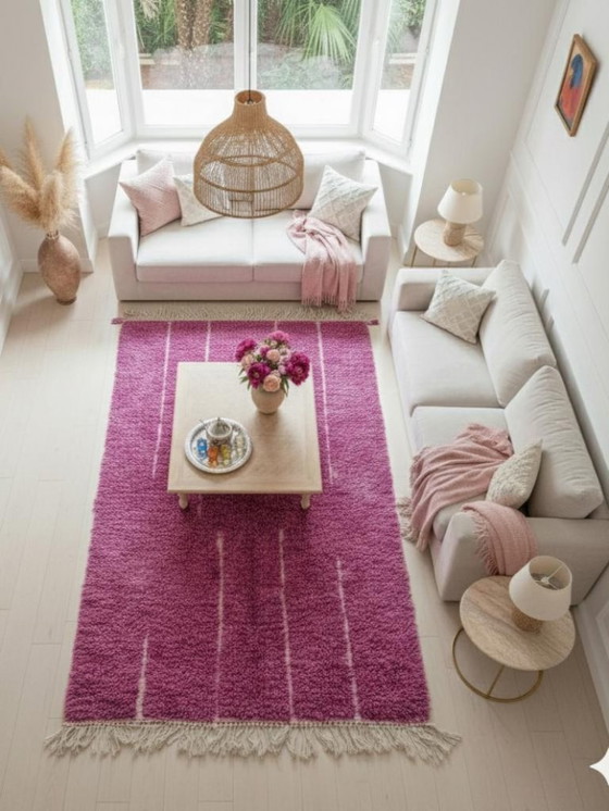 Image 1 of Alfombra morada hecha a mano, 150 cm x 300 cm