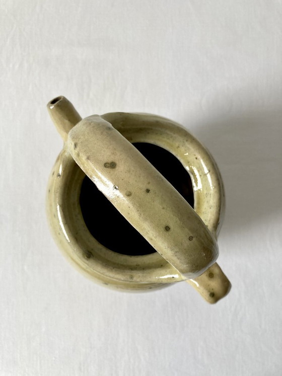 Antique small goatskin jug in ochre glazed stoneware – Vases, Ceramic (photo 5 of 9)