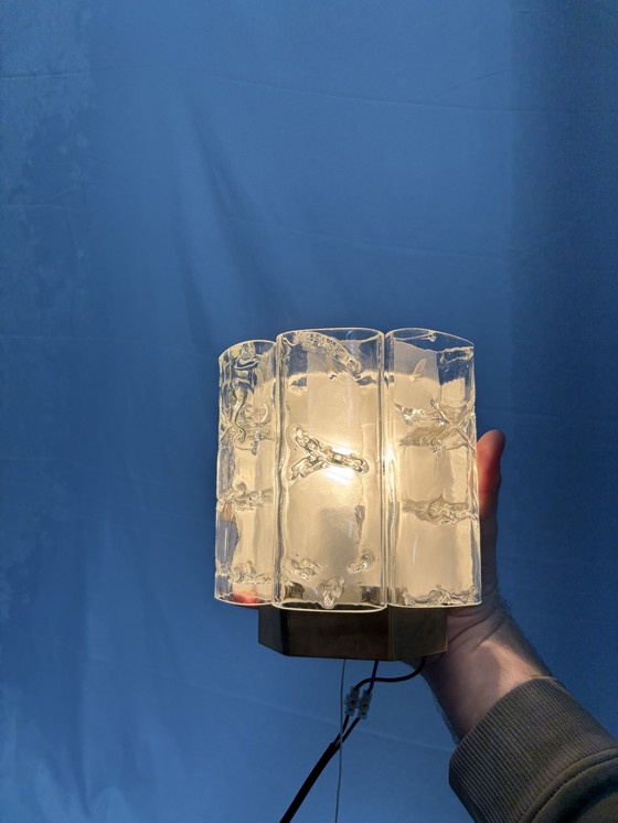 Image 1 of Set of 2 vintage Doria Leuchten ice glass wall lamps 1960s