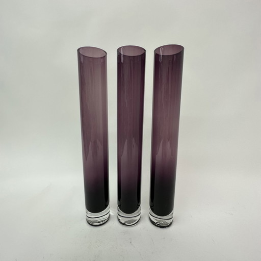 Lot de 3 vases vintage ikea en verre violet