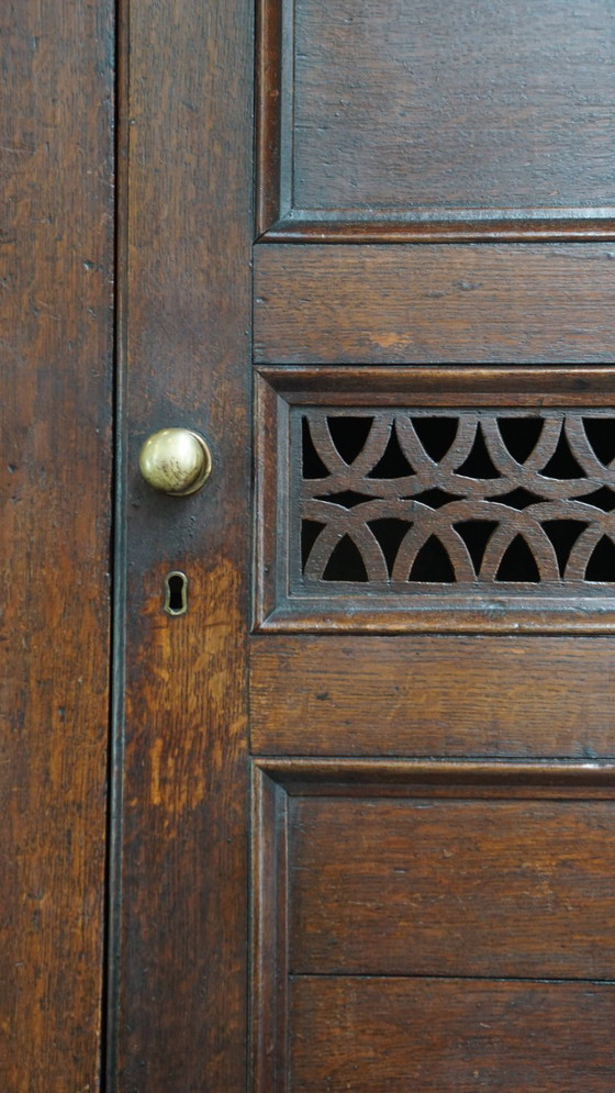 Image 1 of Antique English oak food cupboard/ cabinet from late 18th/ early 19th century