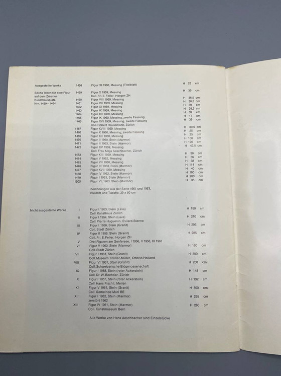 HANS AESCHBACHER – Original Exhibition Catalogue Zurich 1963 – Galerie Charles Lienhard – Coffee table books (photo 6 of 6)