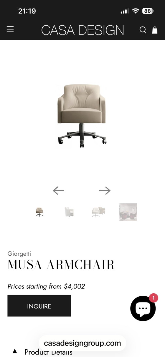 Image 1 of Silla de oficina Giorgetti Musa - Crema