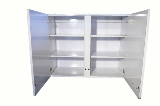 Mobiletto vintage a parete in laminato bianco testurizzato, 79x32 cm – wandkast, Metal, Wood (photo 2 of 5)