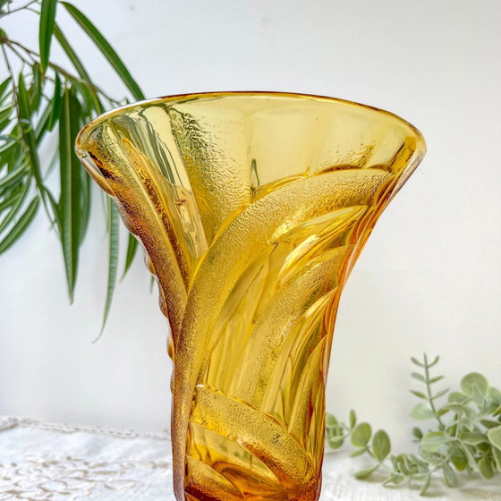 Vintage amberkleurige glazen vaas – Vazen, Glass (photo 4 of 9)