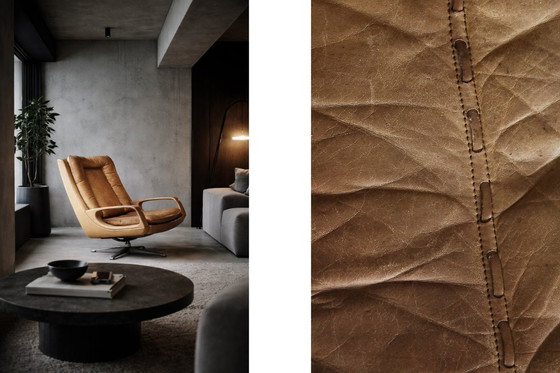 Image 1 of Vintage Mid-Century German Modern Leather Swivel Chairs by Carl Straub, 1950s, Set of 2