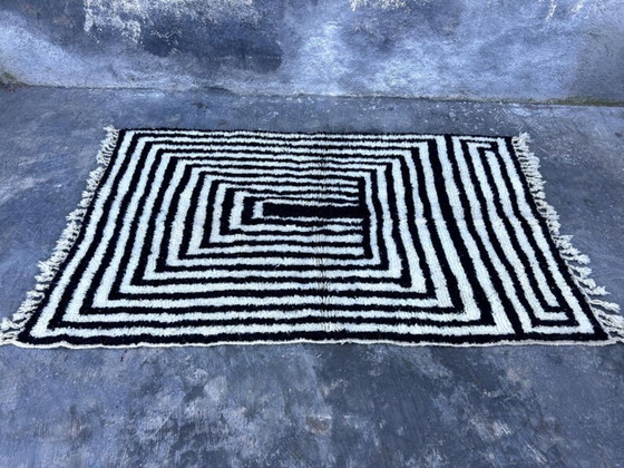Image 1 of Tapis marocain écru à motifs géométriques 200cmx100cm 