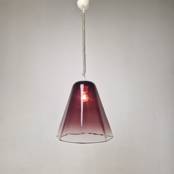 Image 1 of Italiaanse elegantie - Leucos hanglamp met transparant paars Murano glas