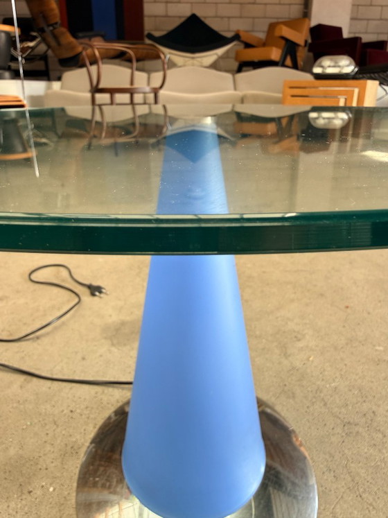 Tavolino/lampada Birillo, Parisotto for Fontana Arte, Tavolini, Cromo, Plastica, Blu, Modern (foto 6 di 12)
