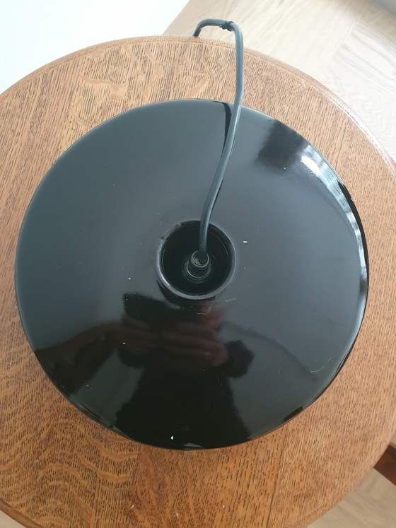 Rare Vintage Vrieland Design Pendant Lamp – Organic Pudding Shape / Wavy Edge – Black Chocolate Brown Metal (photo 6 of 12)
