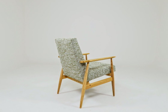 Image 1 of Fauteuil vintage vert granola en bois naturel, design H. Lis