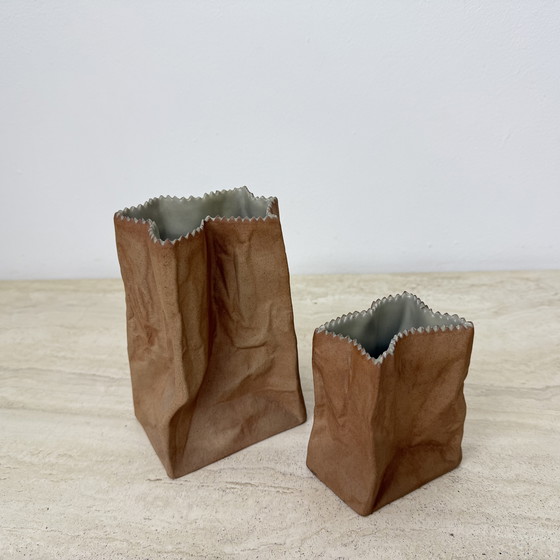 Image 1 of Set of 2 Rosenthal Paper Bag Vases by Tapio Wirkkala, 1970s