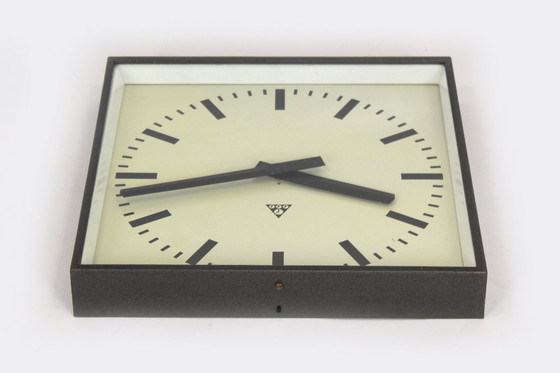 Image 1 of Industrial Square Railway Clock from Pragotron, 1980s