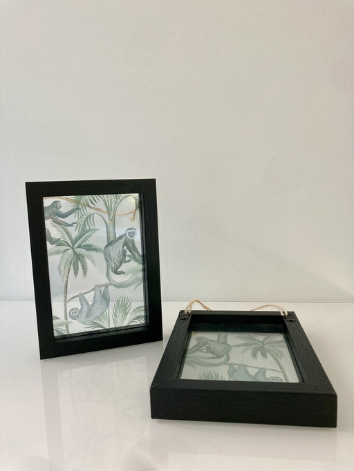 Modern diptych of jungle landscape on glass