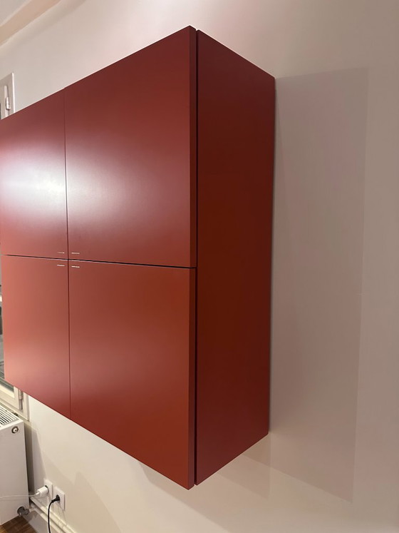 Mobile a parete Molteni&C laccato rosso corallo, Design italiano, Armadi a muro, Legno, Modern (foto 6 di 6)