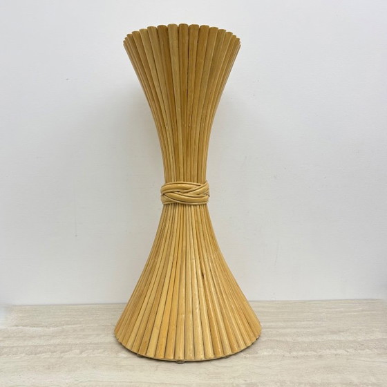 Rattan column, sand-colored, Wood, Beige, Vintage (photo 6 of 12)