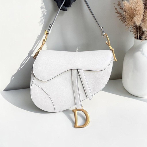 DIOR SADDLE MEDIUM - PELLE DI VITELLO GRANATA BIANCO ORO FINITURE