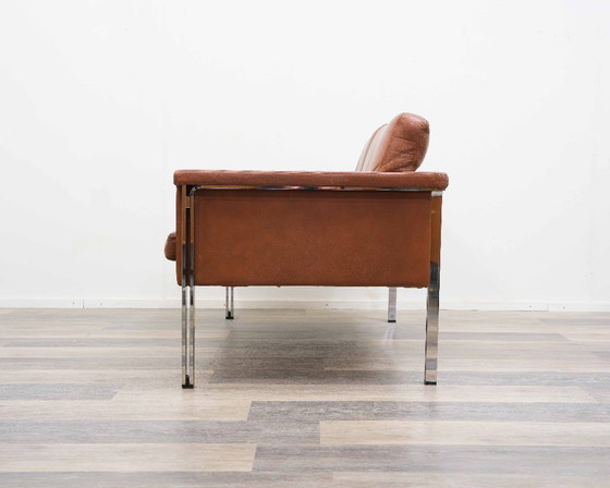 Image 1 of Divano in pelle a due posti, anni '70, produttore Sitag, pelle marrone cognac.