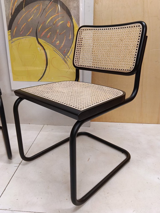 Image 1 of ALIVARMVSEVM 104. SET of 2 CESCA B32 Chairs (NEW) in Black Frame Limited Edition 