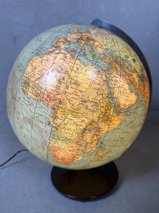 Vintage wereldbol ‘Colomb’ / verlichting - glas