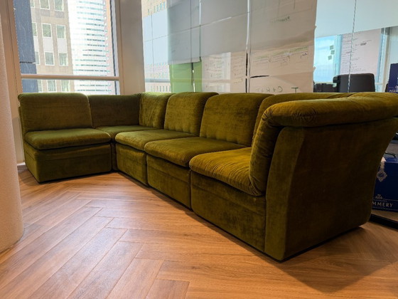 Image 1 of Divano modulare vintage in velluto verde muschio