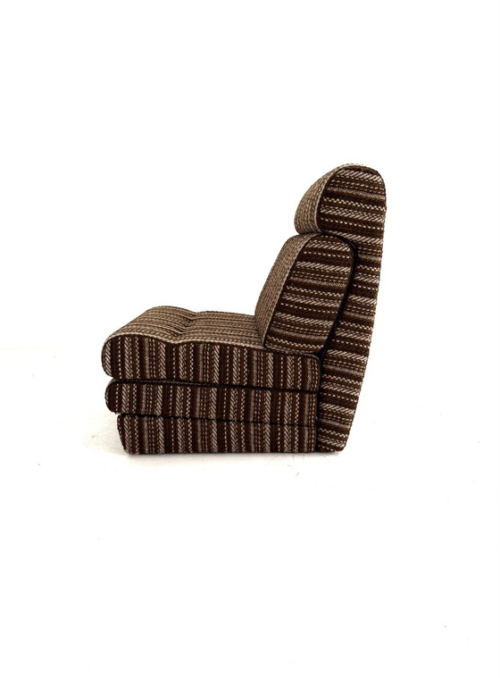 Fauteuil-lit réglable vintage, années 1980 – Wood, Textile (photo 3 of 13)
