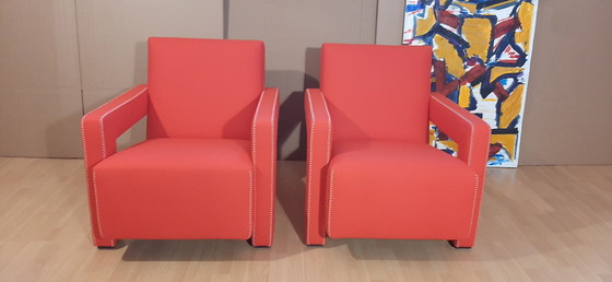 Image 1 of Cassina 2 Poltrona 637 Utrecht Nuova Mai Usata Lampo Rosso Lana 13L