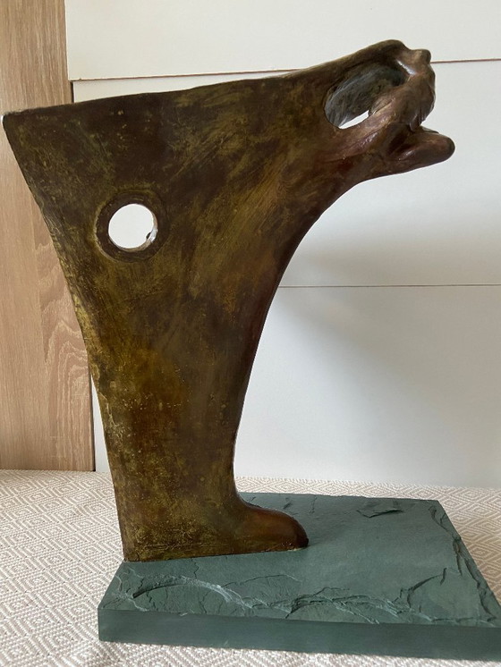 Image 1 of Escultura contemporánea en bronce macizo: Proa de barco y sirena, firmada ORTIZ