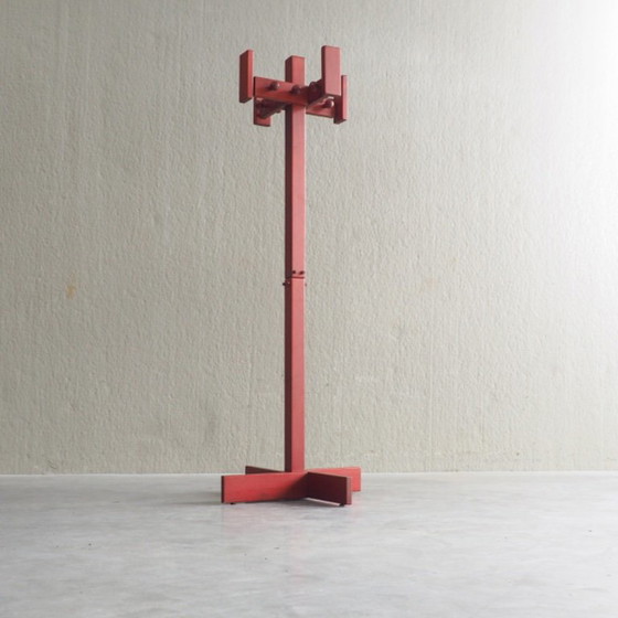 Postmodern Red Stained Pine Wood Coat Hanger – Coat racks (photo 2 of 11)