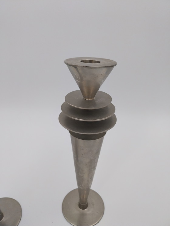 Image 1 of 1 x set di 2 candelieri di Paul Wood stile post moderno memphis anni '80