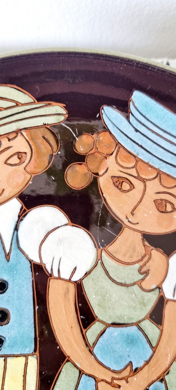 Image 1 of Vintage Swiss Arnold Zanher Ceramic Plate Set of 4