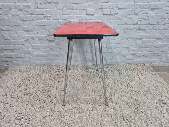 Image 1 of Vintage Design Brabantia Kitchen Table – Red Formica Top, The Netherlands, 1960s